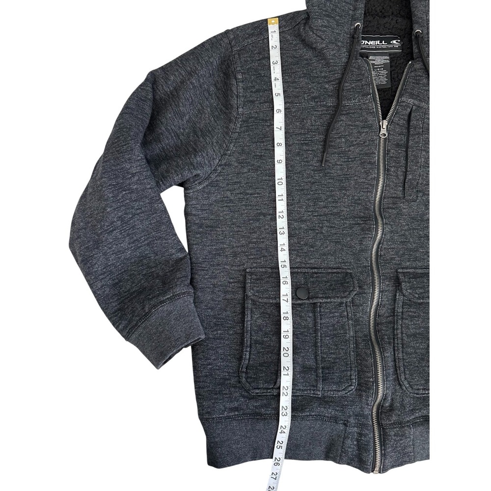 O'Neill Men's Sherpa Lined Hooded Jacket Large Charcoal Utility Skate Full Zip - Picture 6 of 8